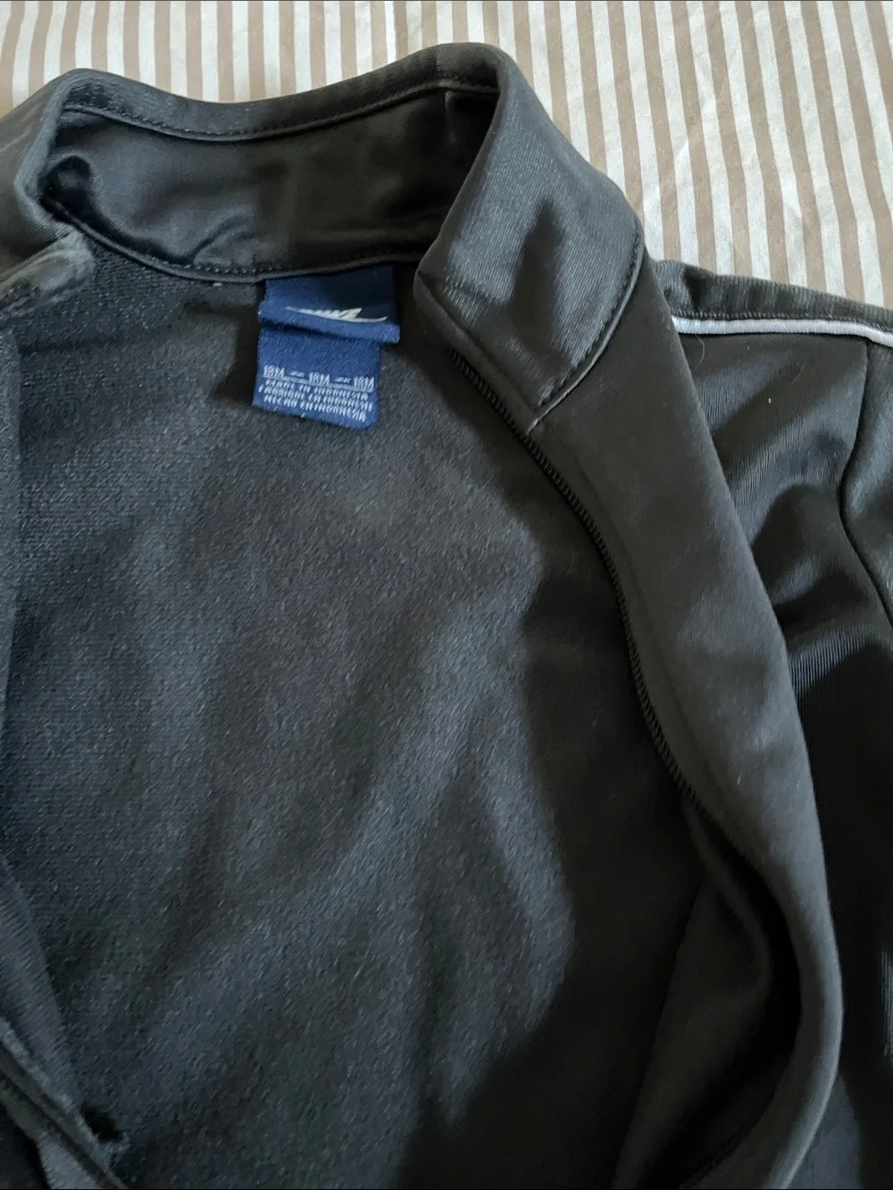 Nike Black Track Jacket with White Logo & Piping